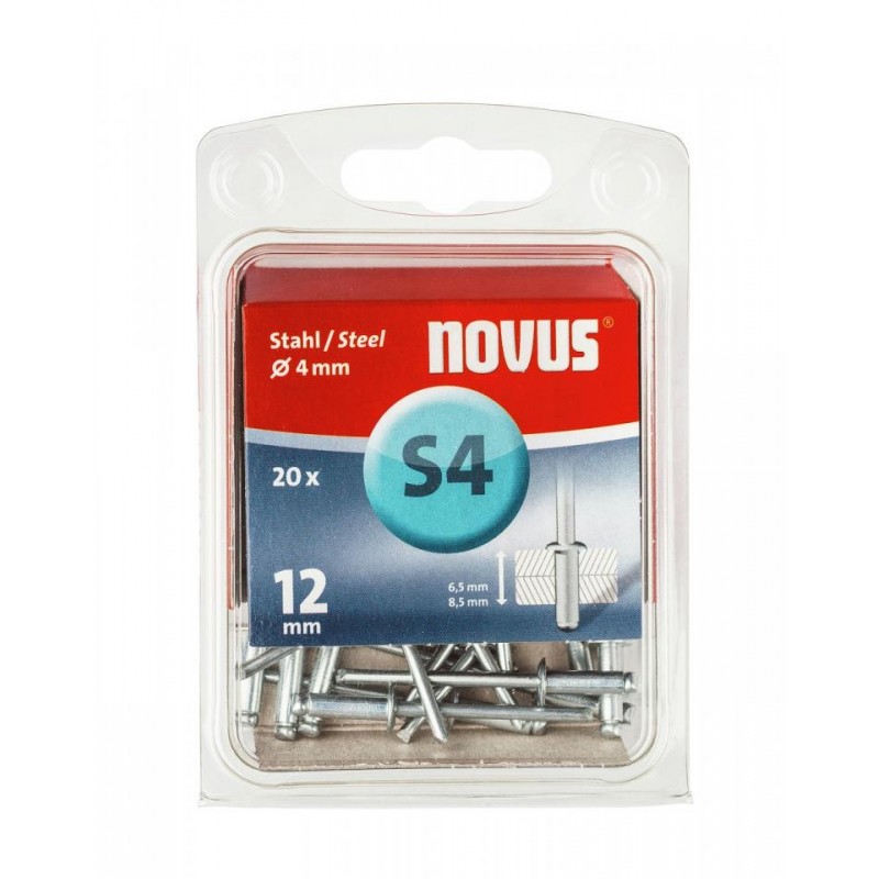 Nituri pop S4 12 mm otel 20 buc Novus STE016121