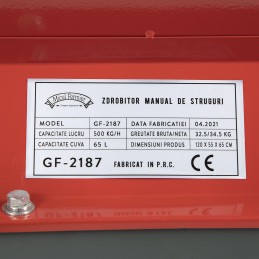Zdrobitor manual de struguri, cu desciorchinator, cuva 65L, capacitate prelucrare 600kg/h, DG04C, Micul Fermier, GF-2187
