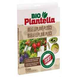 Set 10 placi capcane lipicioase albe naturale Bio Plantella contra insectelor, musca fructelor, viespi