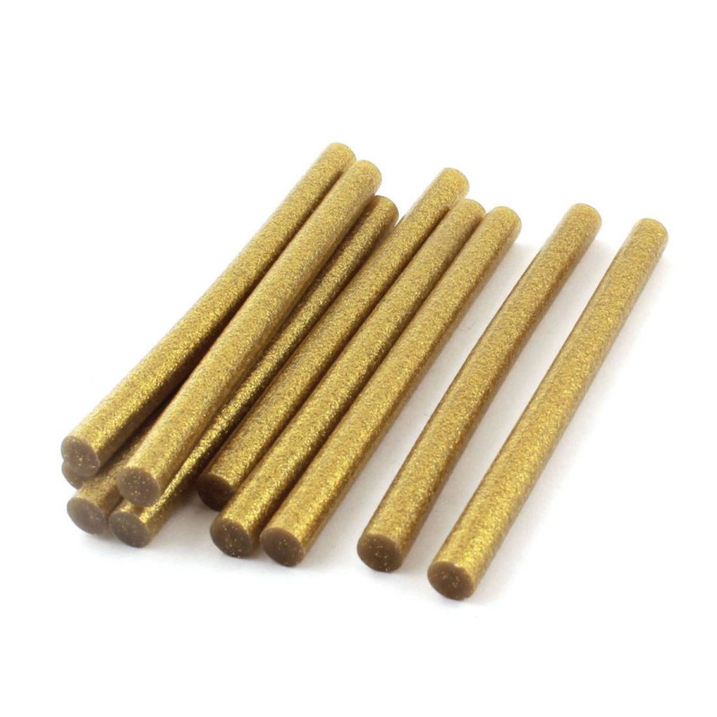Set 10 batoane silicon auriu cu sclipici 7mm 20cm